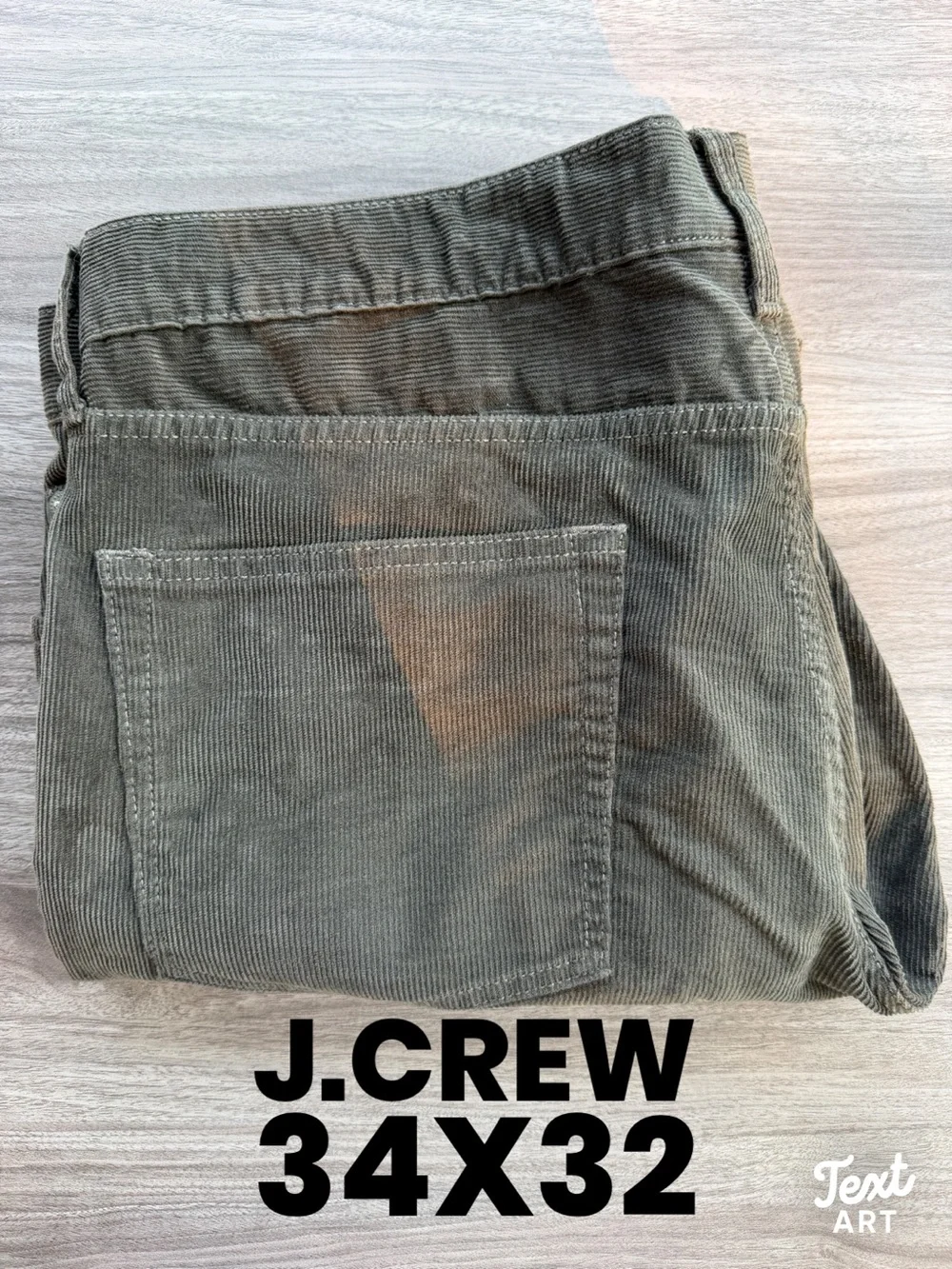 J.Crew Mens 770 Straight Corduroy Pants Size 34x32 Charcoal Gray Fair Trade